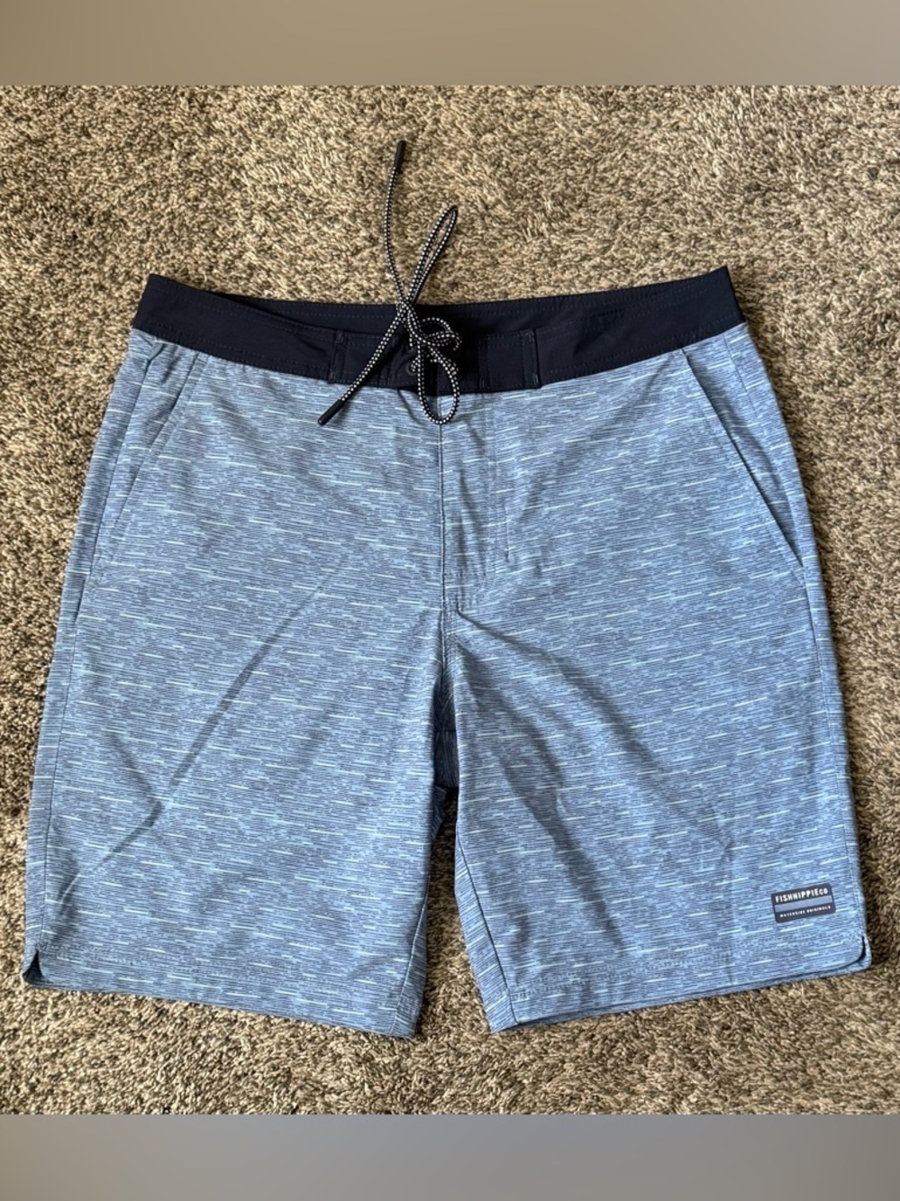EUC Men’s Fish Hippie Co Static Board Shorts, Size 30; Navy/Blue